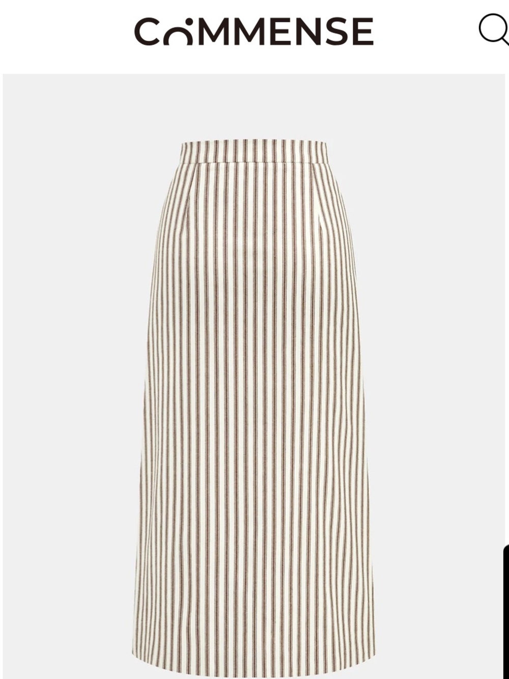 NWT! Commense Cream and Brown Vertical-Stripe Maxi Skirt with Front Buttons - Picture 5 of 11
